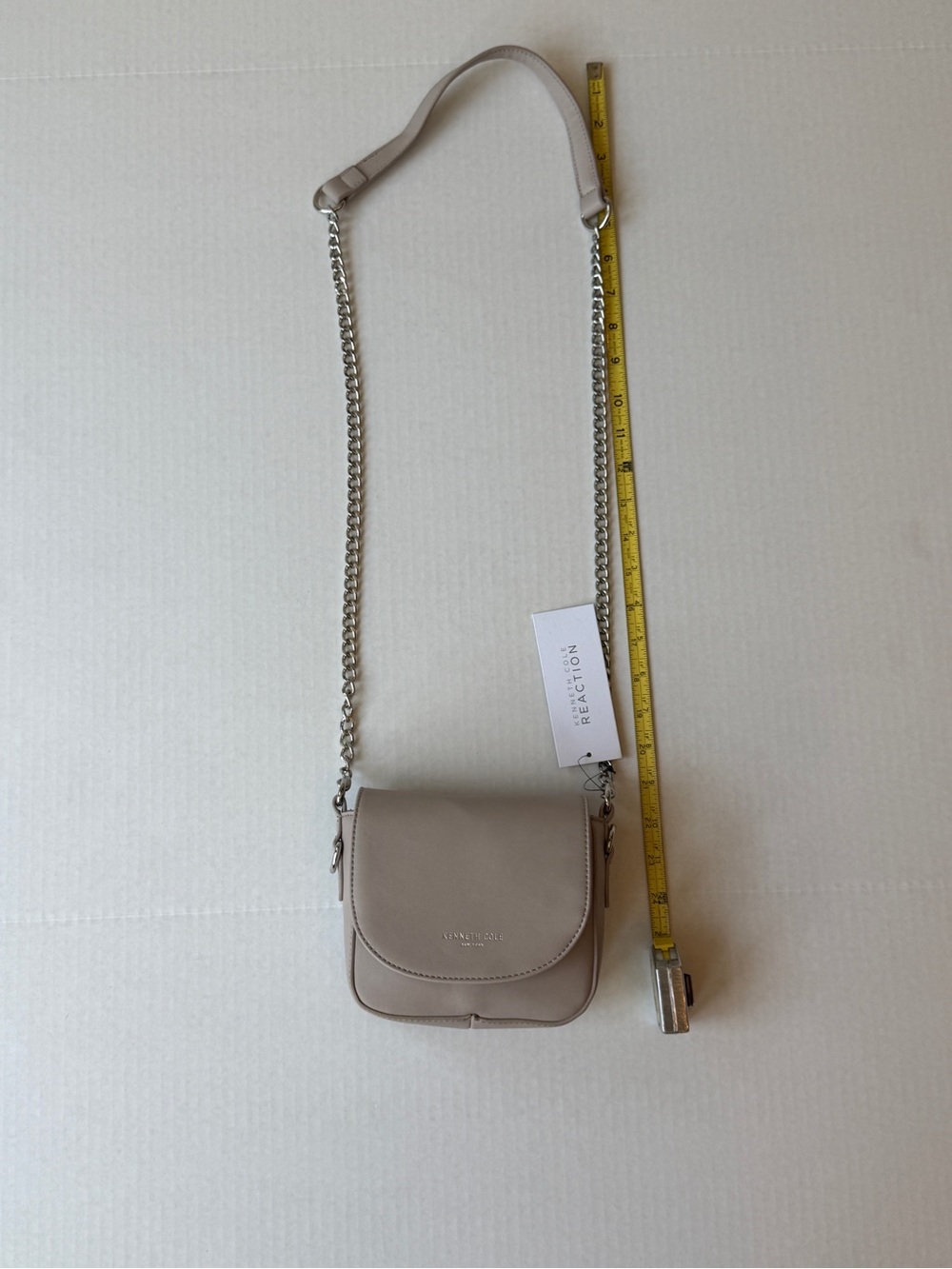 Kenneth Cole Reaction Leon Neutral Taupe Crossbody with Chain Strap